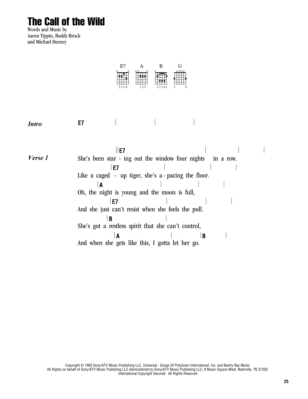 Aaron Tippin The Call Of The Wild Sheet Music