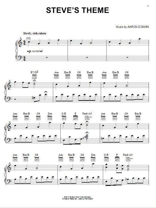 Aaron Zigman Steve's Theme (from The Last Song) Sheet Music