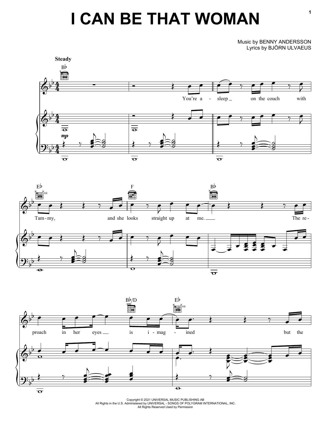 ABBA I Can Be That Woman Sheet Music