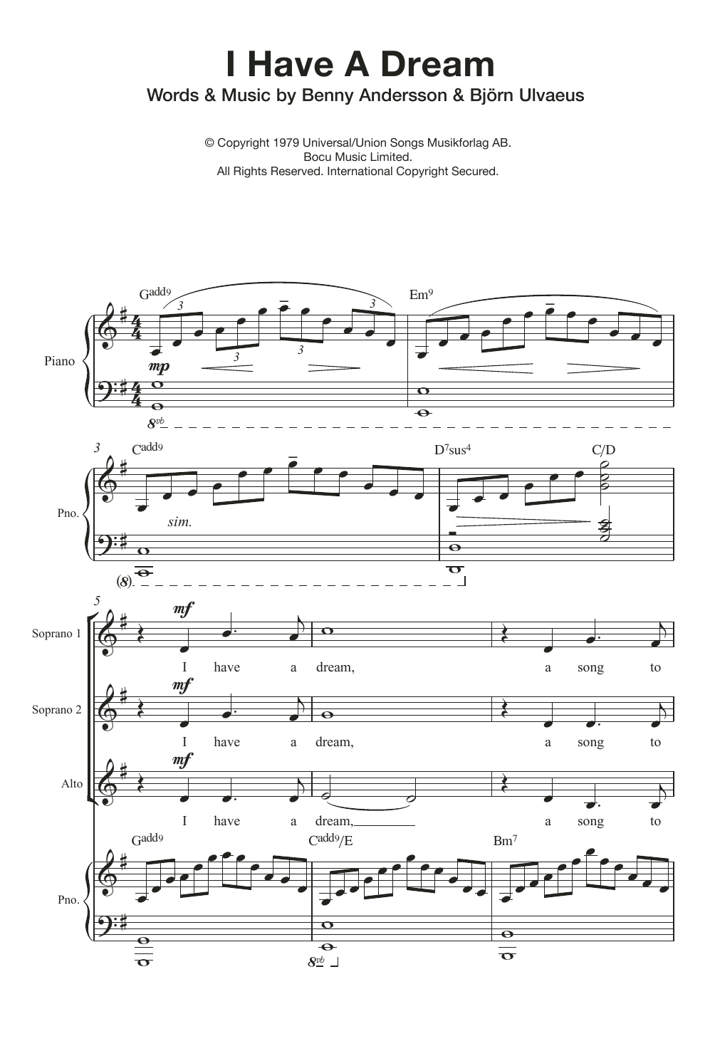 ABBA I Have A Dream (Arr. Quentin Thomas) Sheet Music