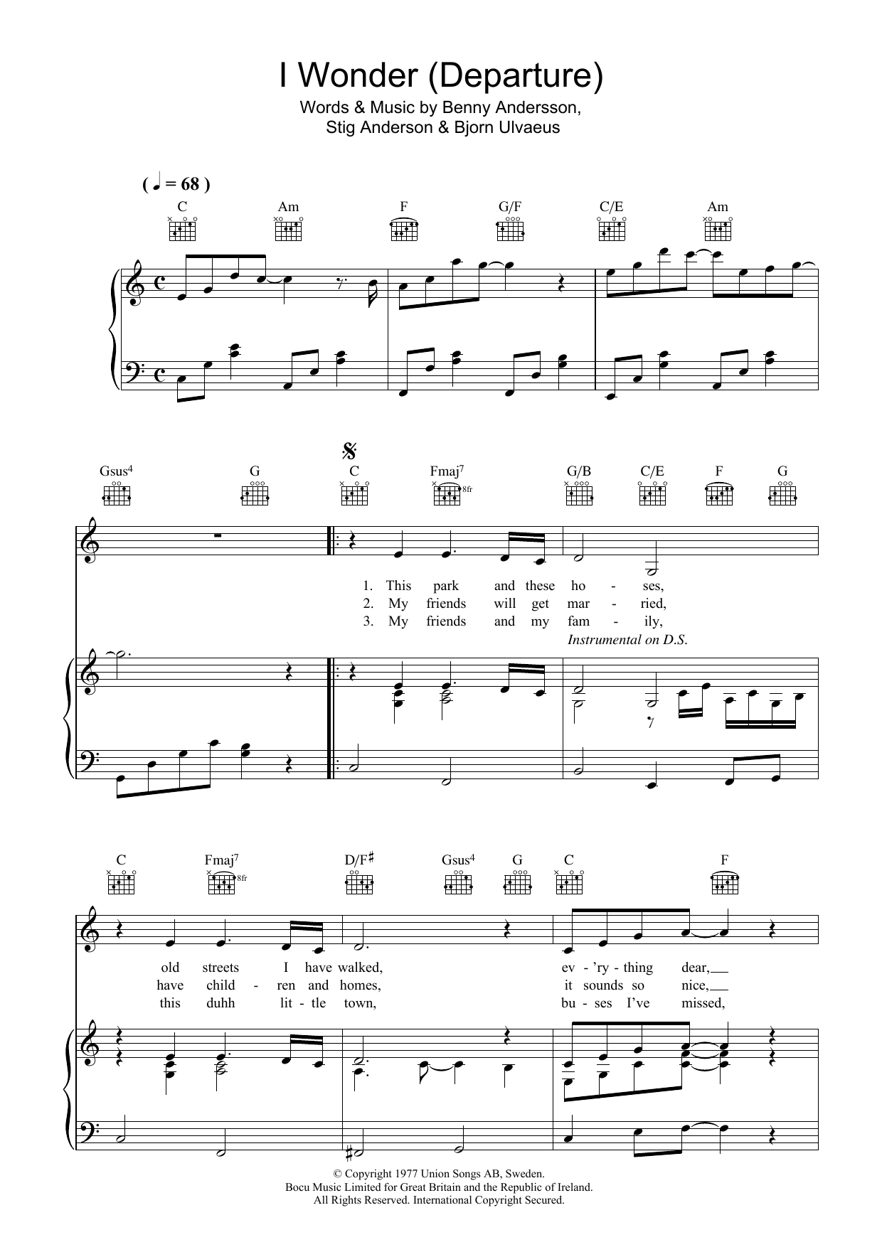 ABBA I Wonder (Departure) Sheet Music