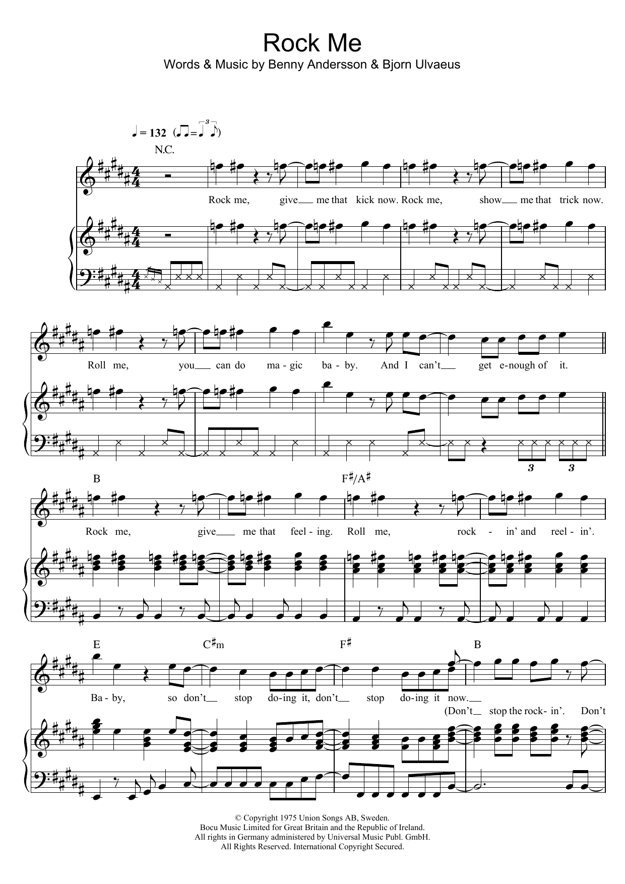 ABBA Rock Me Sheet Music