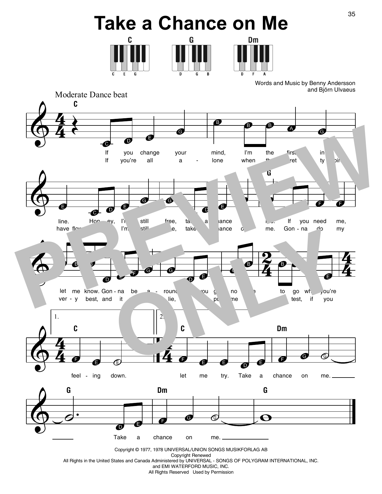 ABBA Take A Chance On Me (from Mamma Mia!) Sheet Music