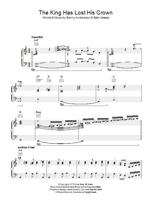 ABBA The King Has Lost His Crown Sheet Music