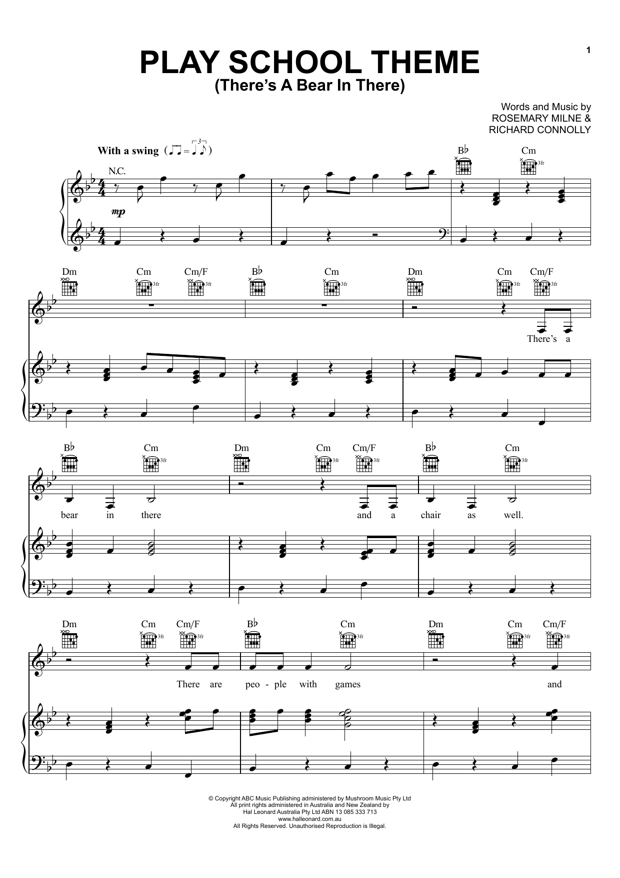 ABC Australia Play School Play School Theme (There's a Bear in There) Sheet Music