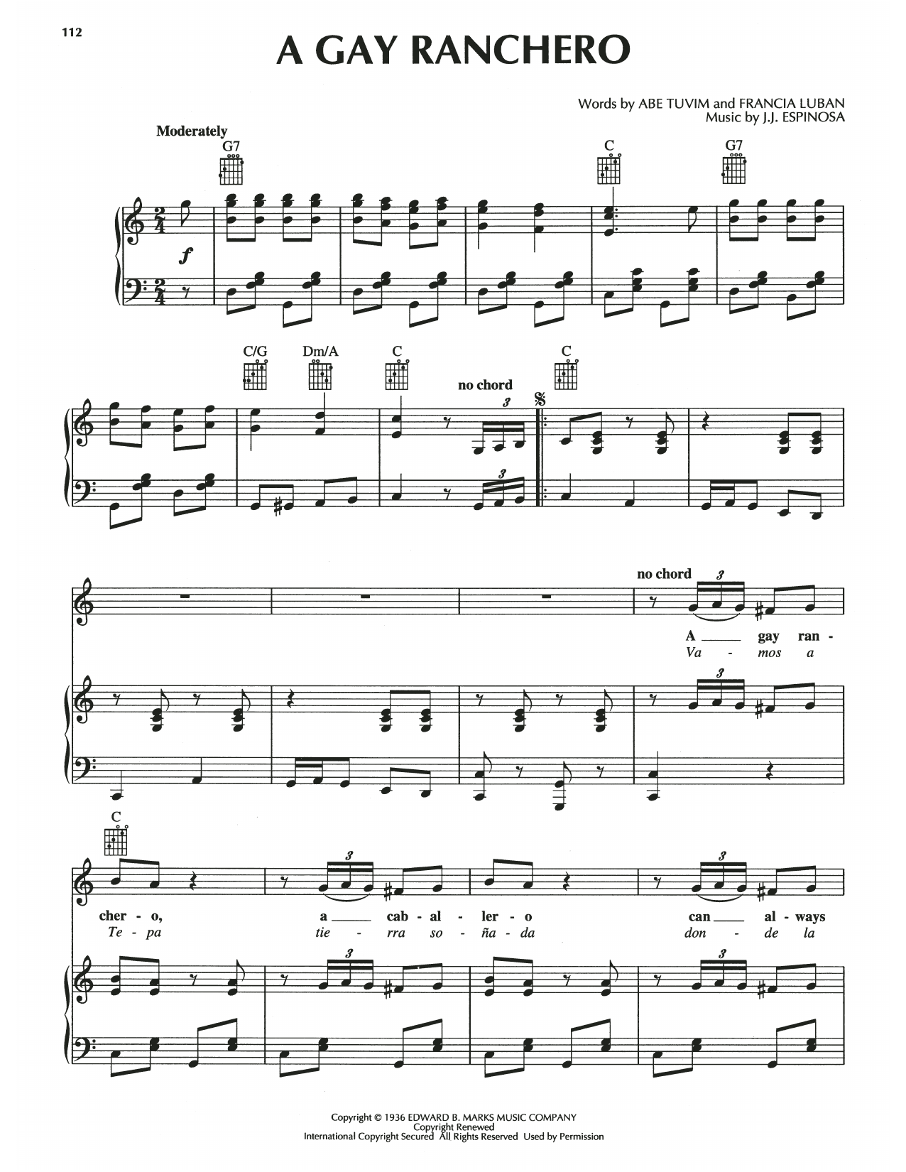 Abe Tuvim A Gay Ranchero Sheet Music