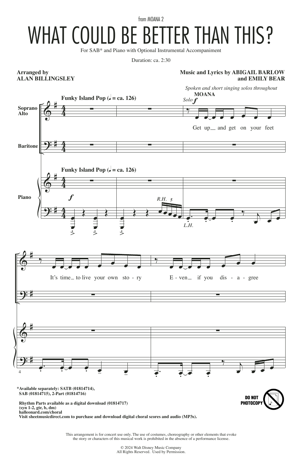 Abigail Barlow & Emily Bear What Could Be Better Than This? (from Moana 2) (arr. Alan Billingsley) Sheet Music