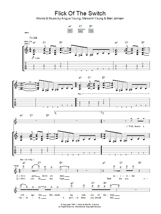 AC/DC Flick Of The Switch Sheet Music