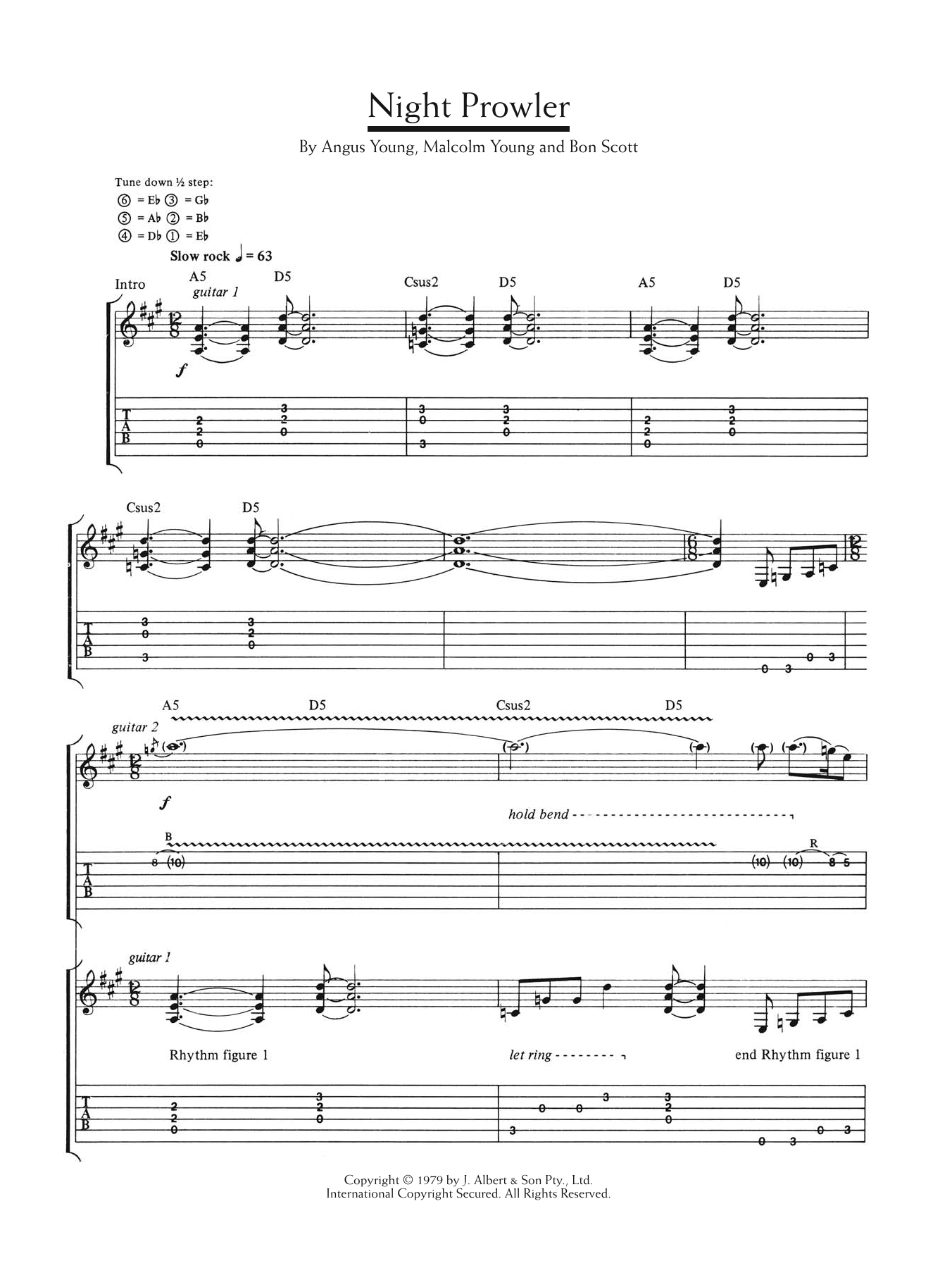 AC/DC Night Prowler Sheet Music