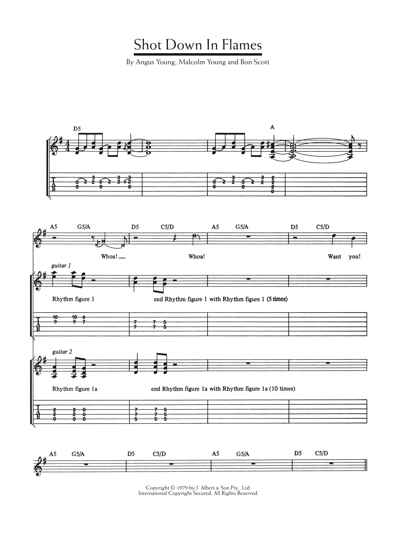 AC/DC Shot Down In Flames Sheet Music
