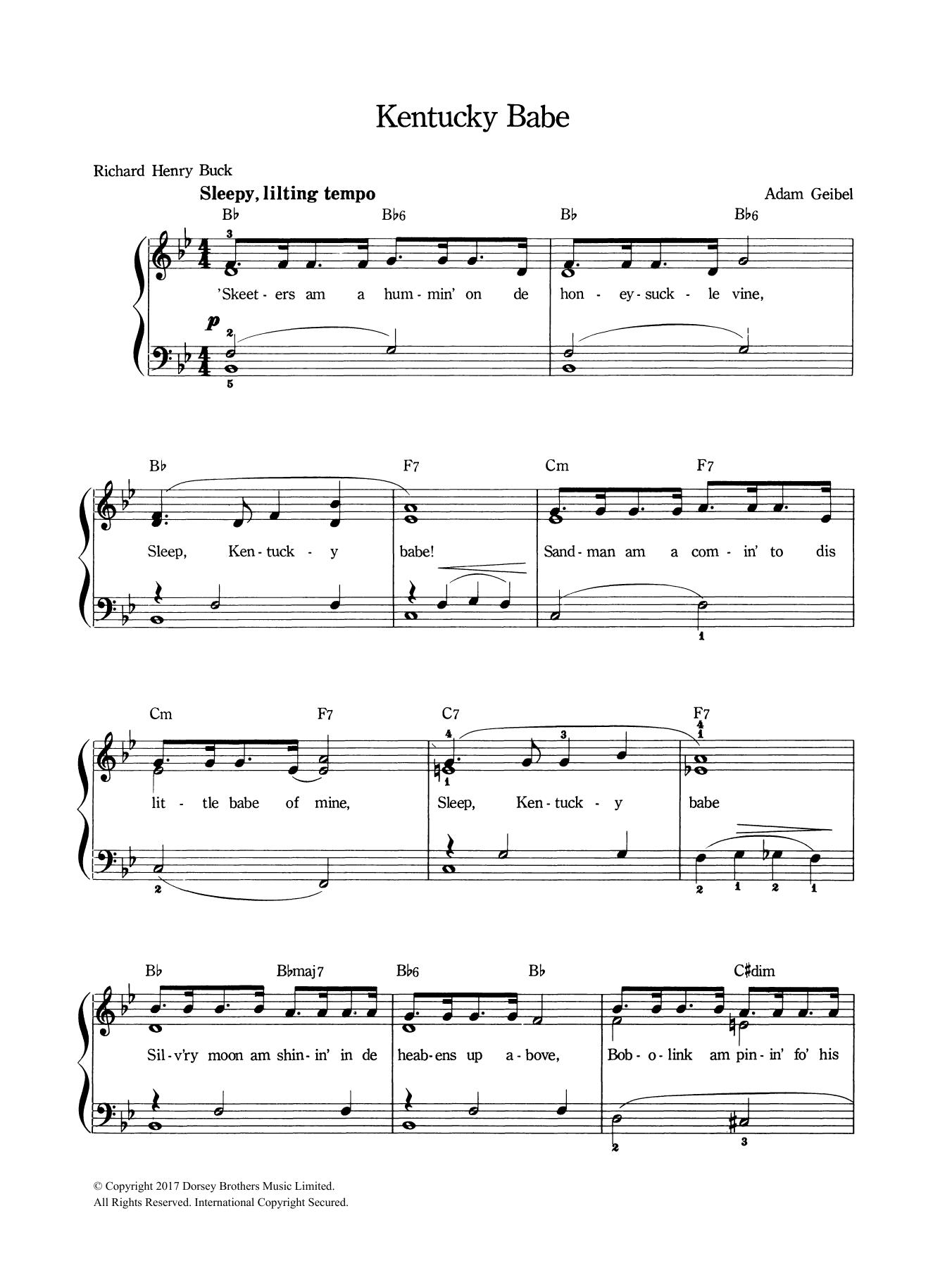 Adam Geibel Kentucky Babe Sheet Music