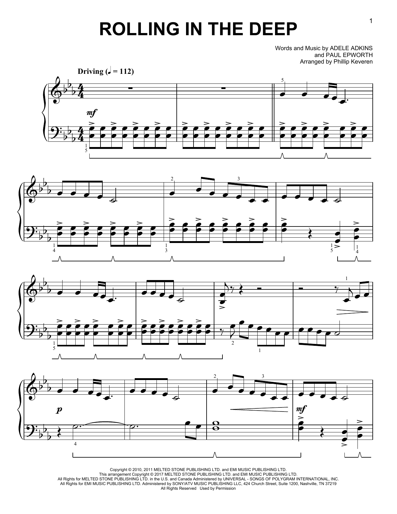 Adele Rolling In The Deep [Classical version] (arr. Phillip Keveren) Sheet Music