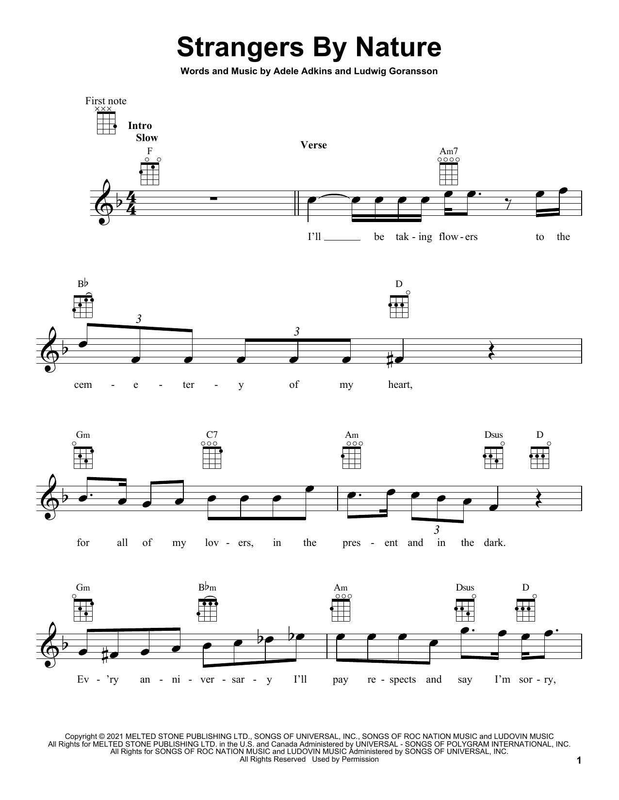 Adele Strangers By Nature Sheet Music