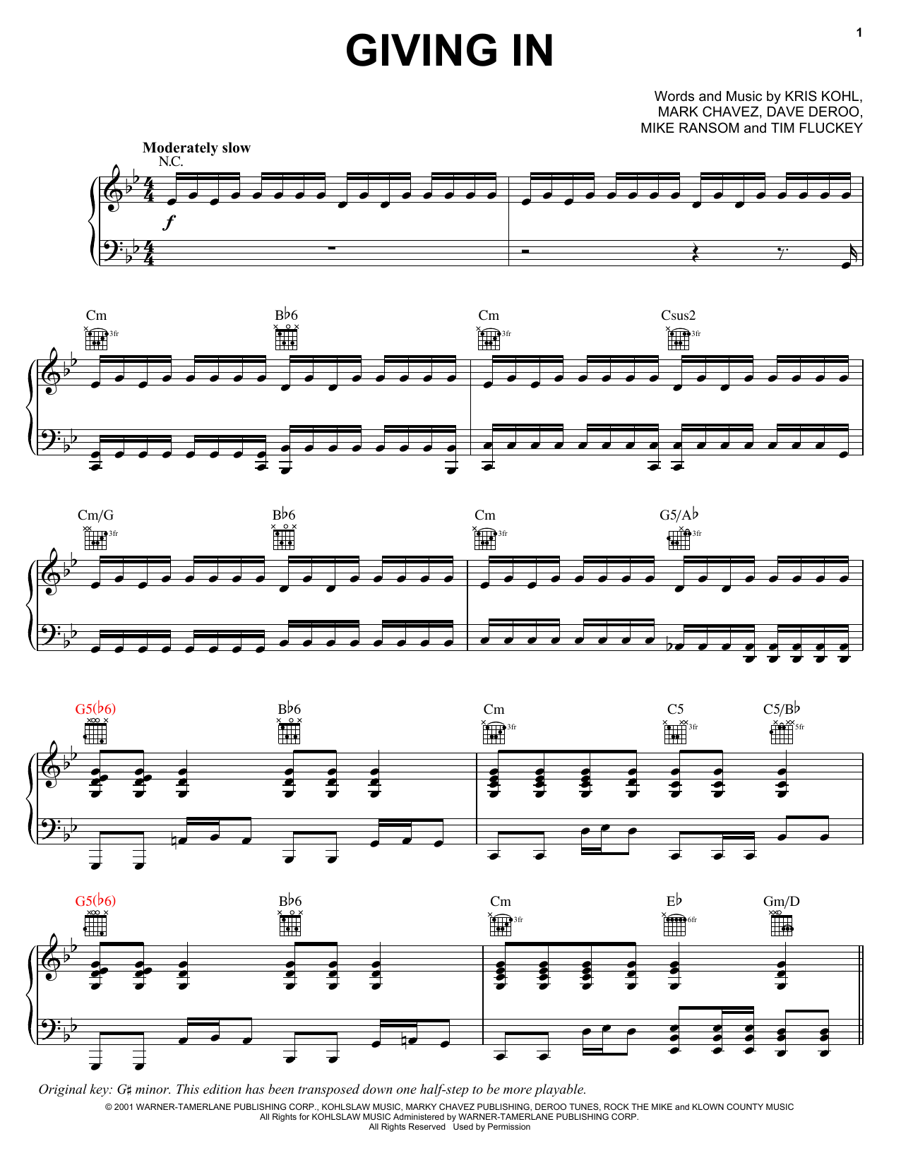 Adema Giving In Sheet Music