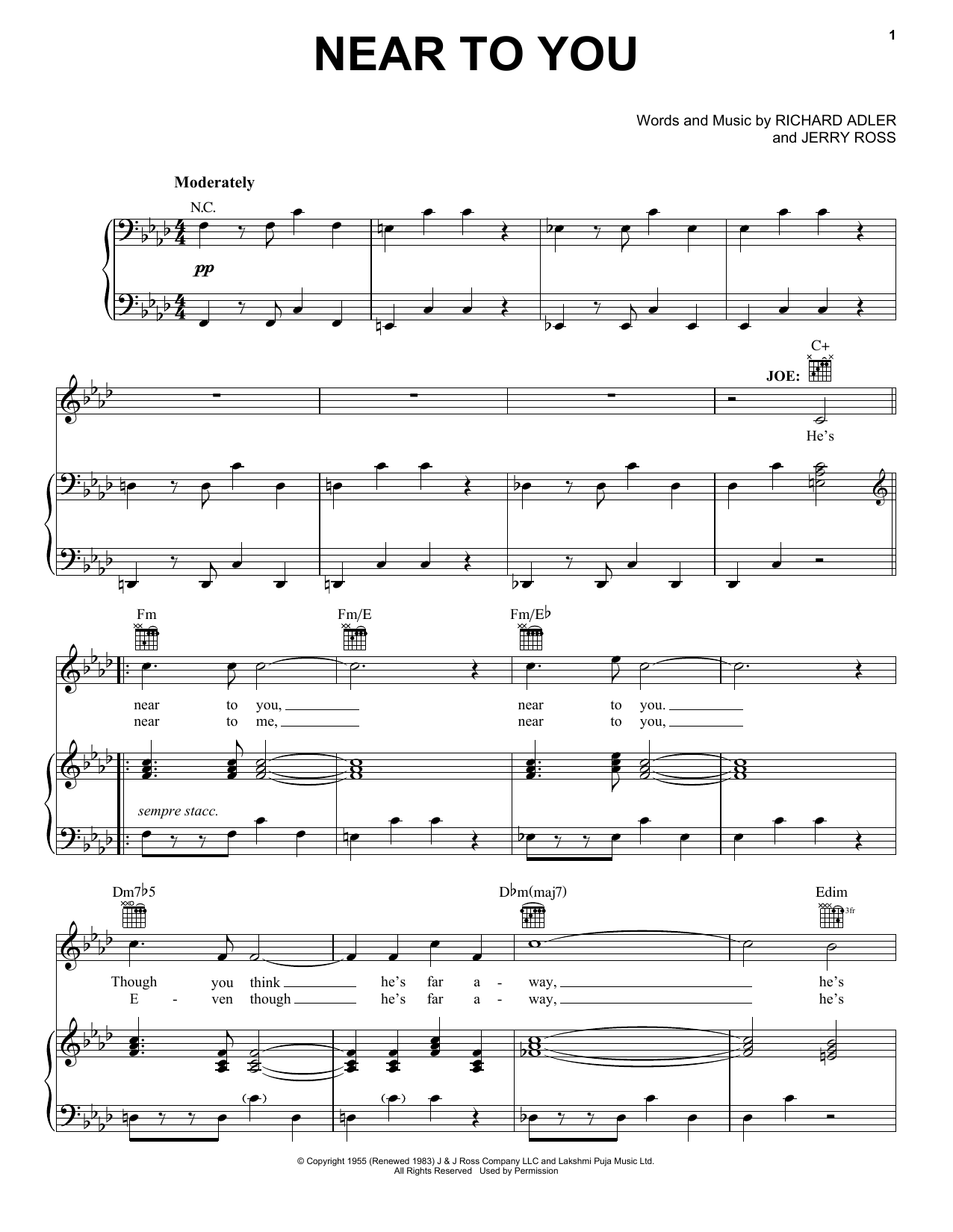 Adler & Ross Near To You Sheet Music