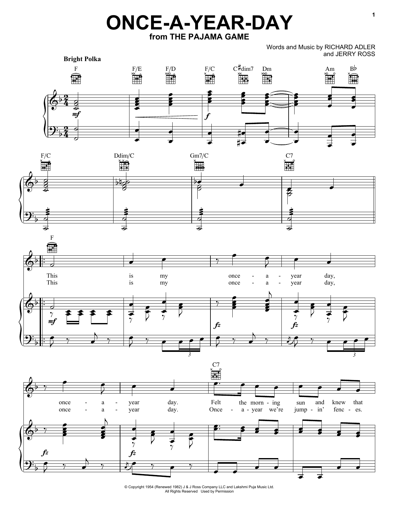 Adler & Ross Once-A-Year-Day Sheet Music