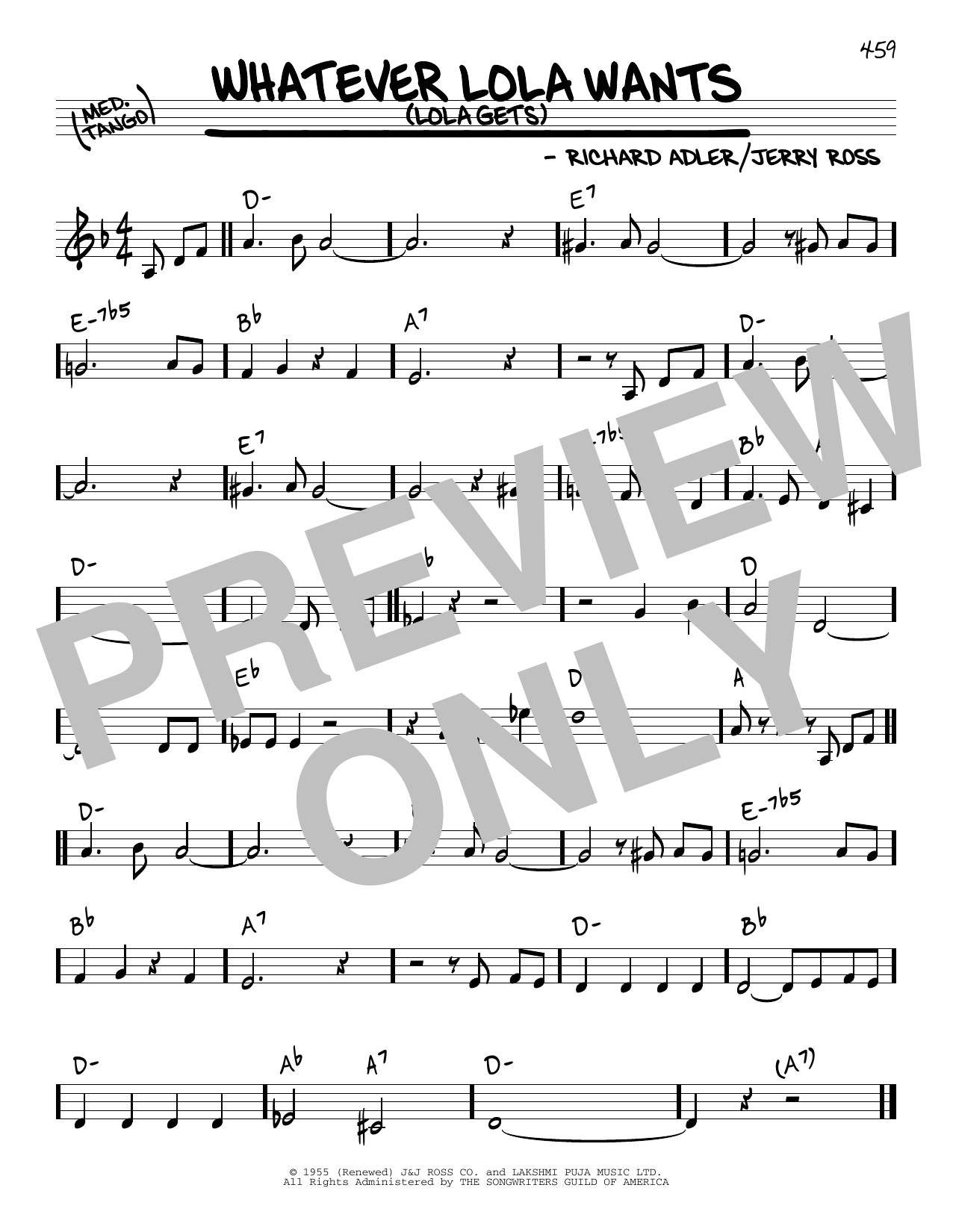 Adler & Ross Whatever Lola Wants (Lola Gets) Sheet Music