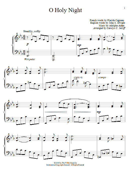 Adolphe Adam O Holy Night (arr. Carolyn C. Setliff) Sheet Music