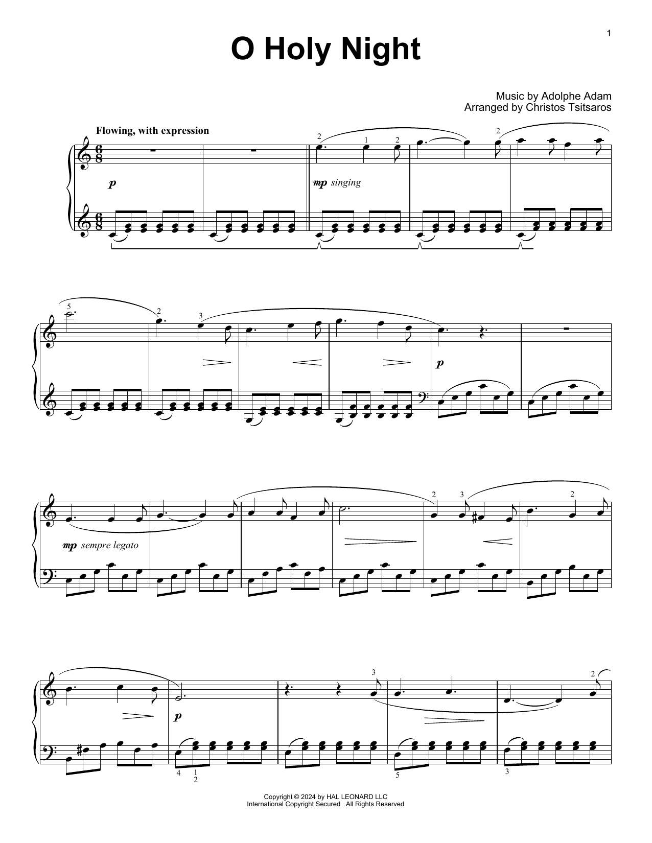 Adolphe Adam O Holy Night (arr. Christos Tsitsaros) Sheet Music