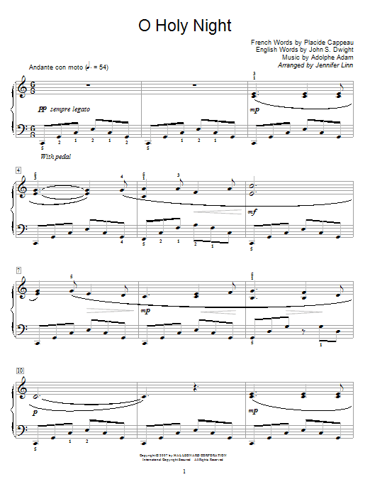 Adolphe Adam O Holy Night (arr. Jennifer Linn) Sheet Music