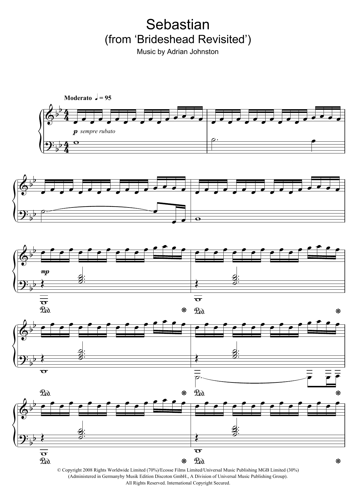Adrian Johnston Sebastian (from 'Brideshead Revisited') Sheet Music