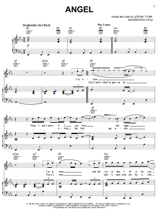 Aerosmith Angel Sheet Music