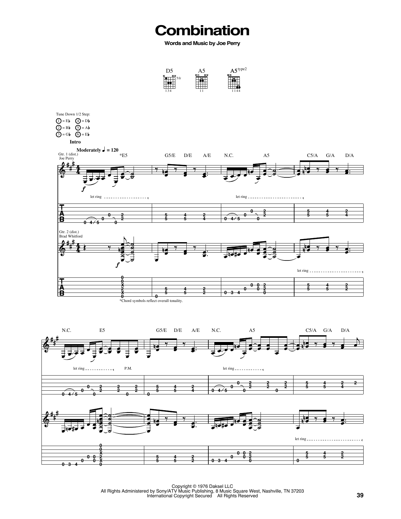 Aerosmith Combination Sheet Music