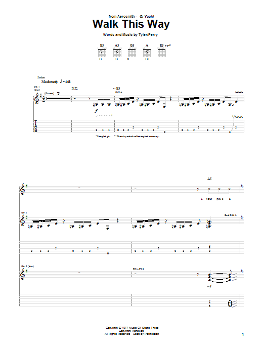 Aerosmith & Run D.M.C. Walk This Way Sheet Music
