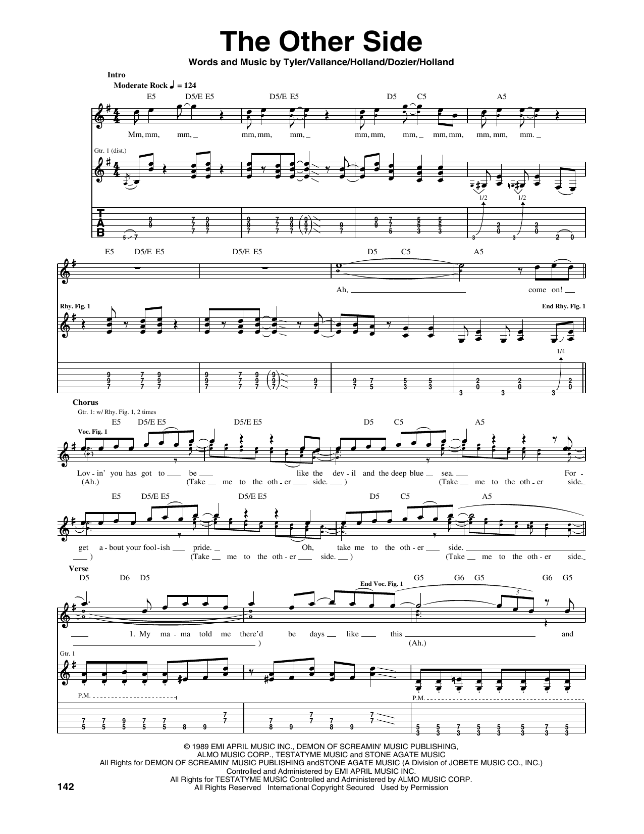 Aerosmith The Other Side Sheet Music