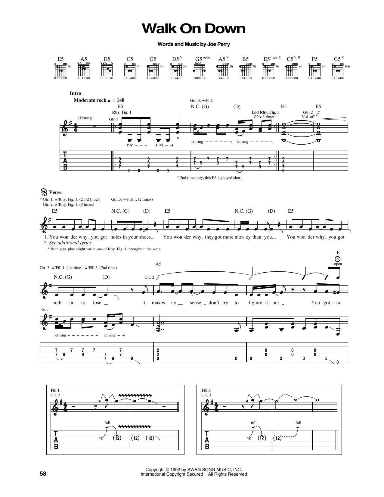 Aerosmith Walk On Down Sheet Music