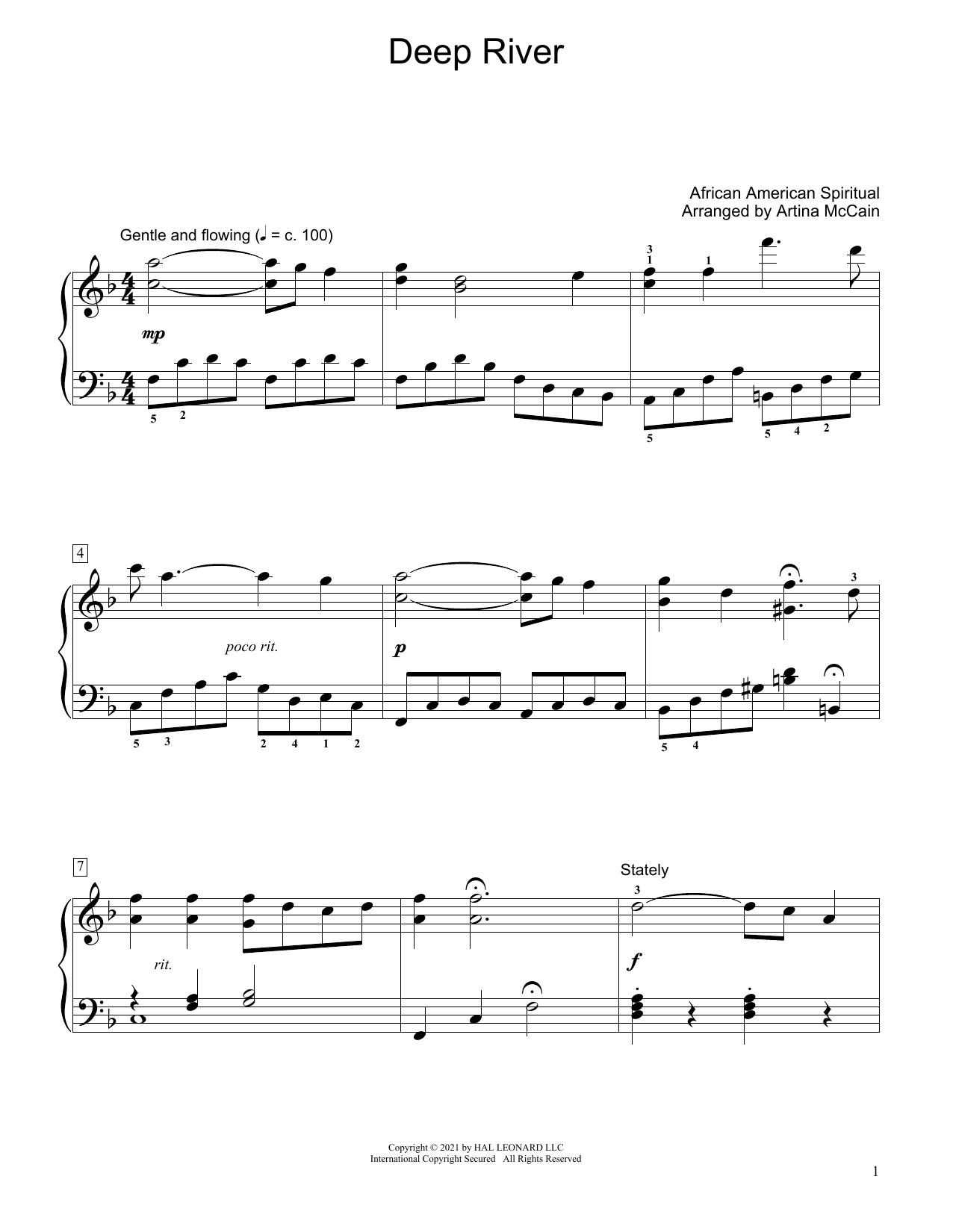 African-American Spiritual Deep River (arr. Artina McCain) Sheet Music