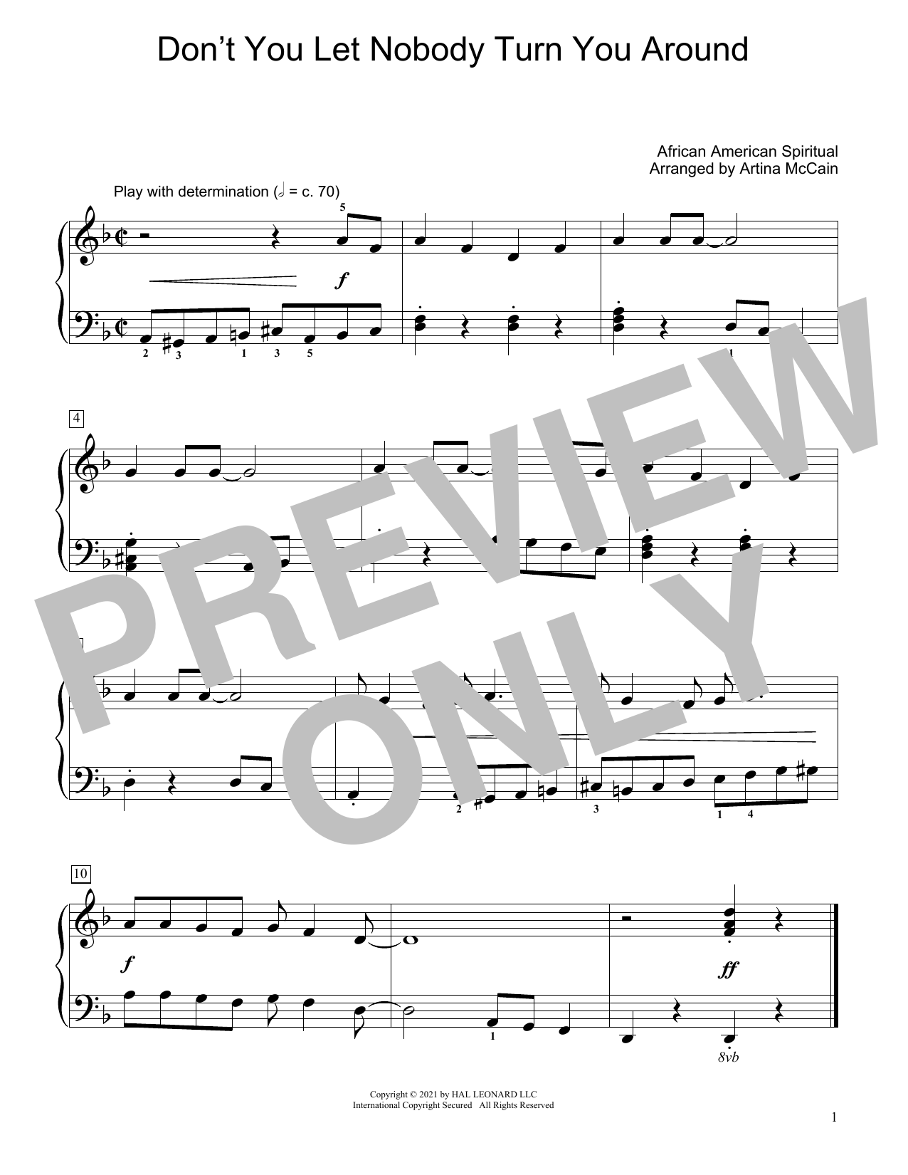 African American Spiritual Don't You Let Nobody Turn You Around (arr. Artina McCain) Sheet Music