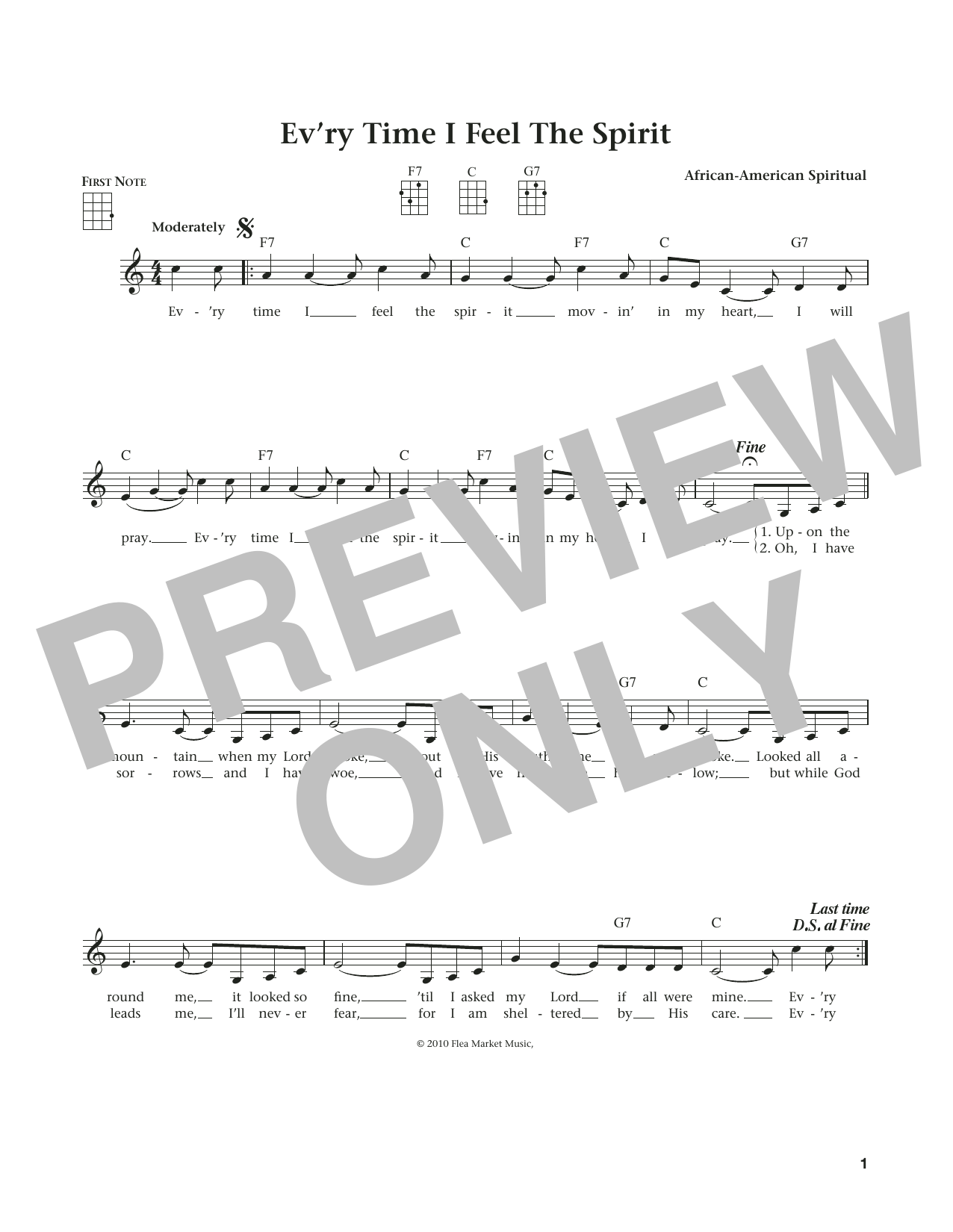 African-American Spiritual Every Time I Feel The Spirit (from The Daily Ukulele) (arr. Liz and Jim Beloff) Sheet Music