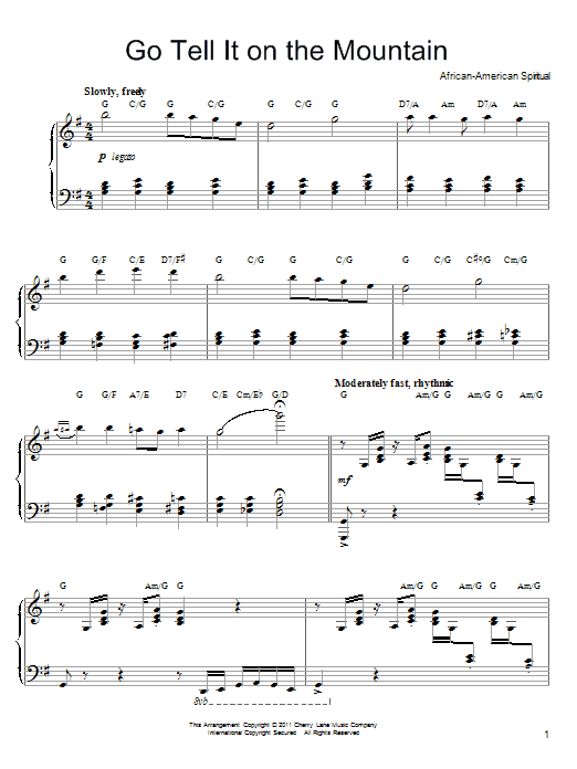 African-American Spiritual Go, Tell It On The Mountain [Gospel version] Sheet Music