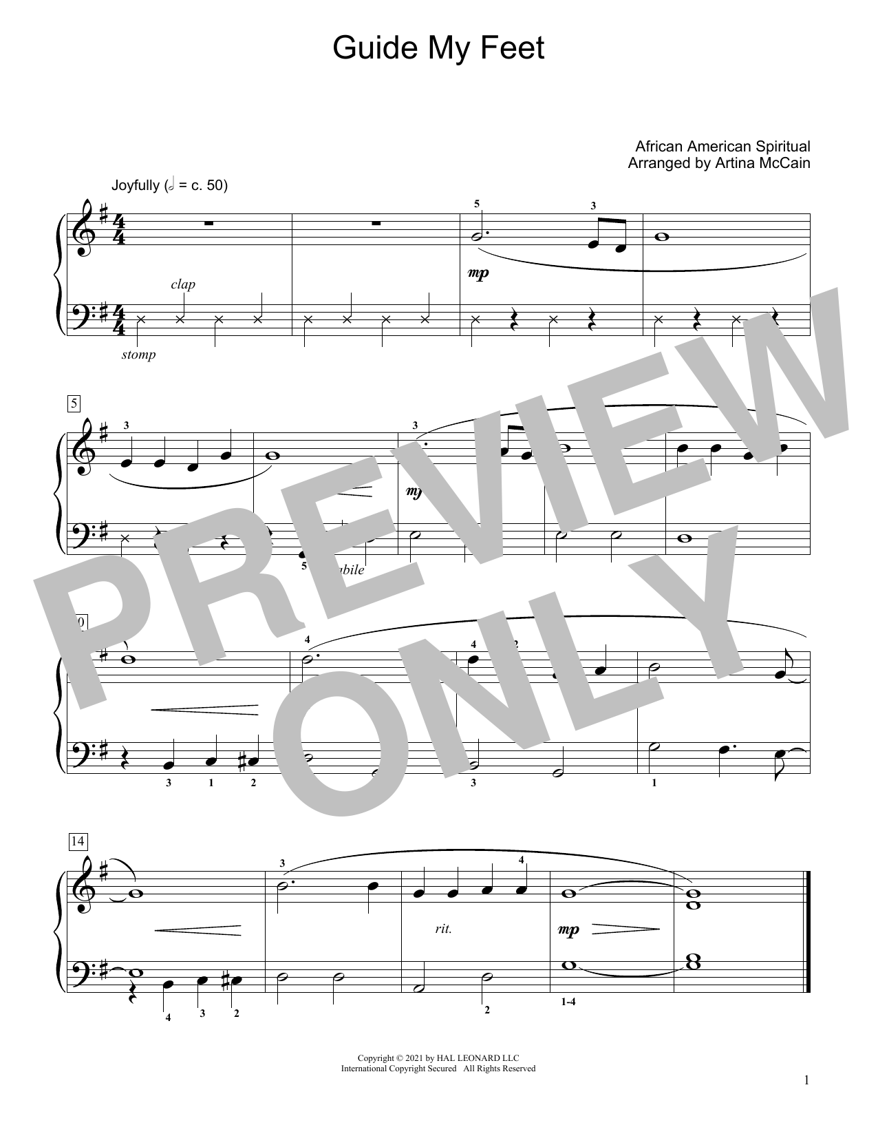 African-American Spiritual Guide My Feet (arr. Artina McCain) Sheet Music
