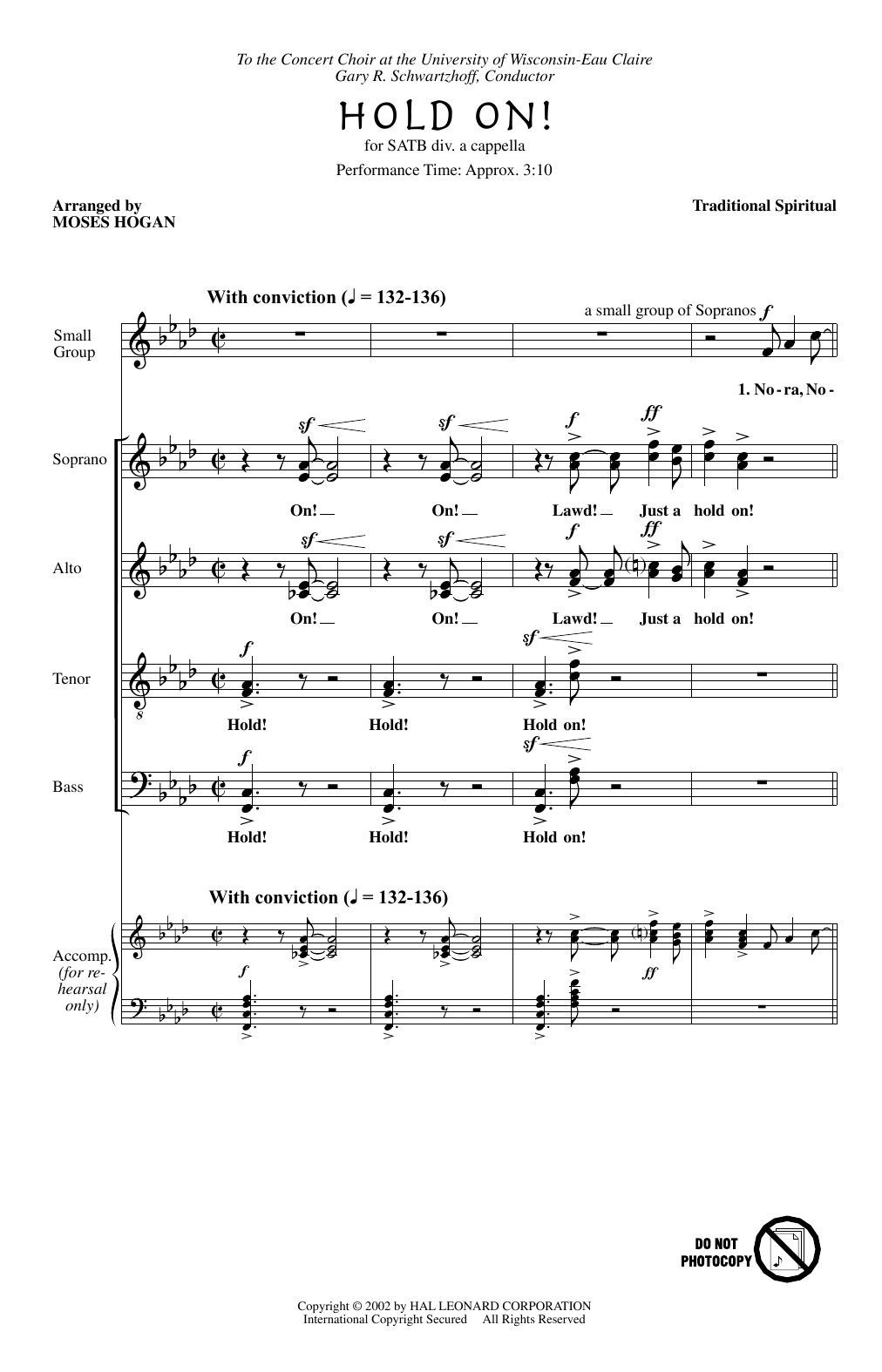 African-American Spiritual Hold On (arr. Moses Hogan) Sheet Music