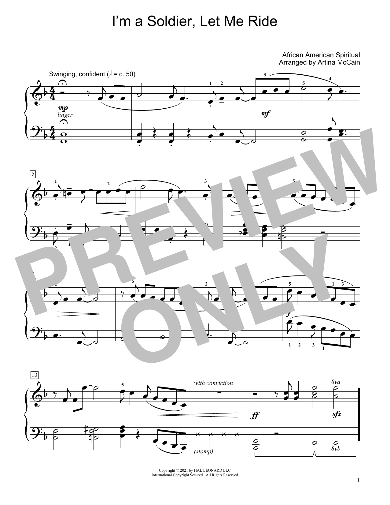 African American Spiritual I'm A Soldier, Let Me Ride (arr. Artina McCain) Sheet Music