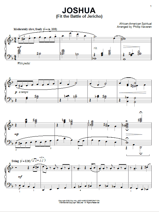 African-American Spiritual Joshua (Fit The Battle Of Jericho) (arr. Phillip Keveren) Sheet Music