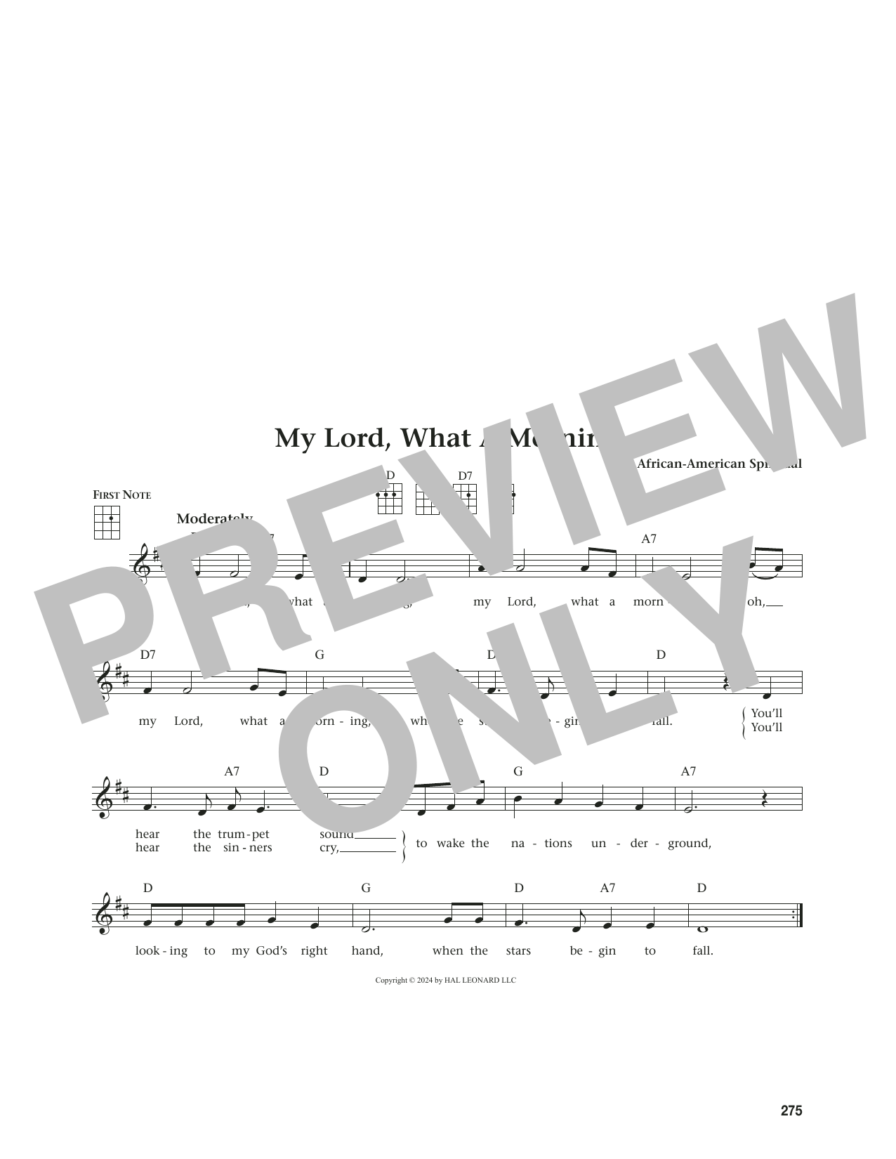 African American Spiritual My Lord, What A Morning (from The Daily Ukulele) (arr. Jim Beloff) Sheet Music