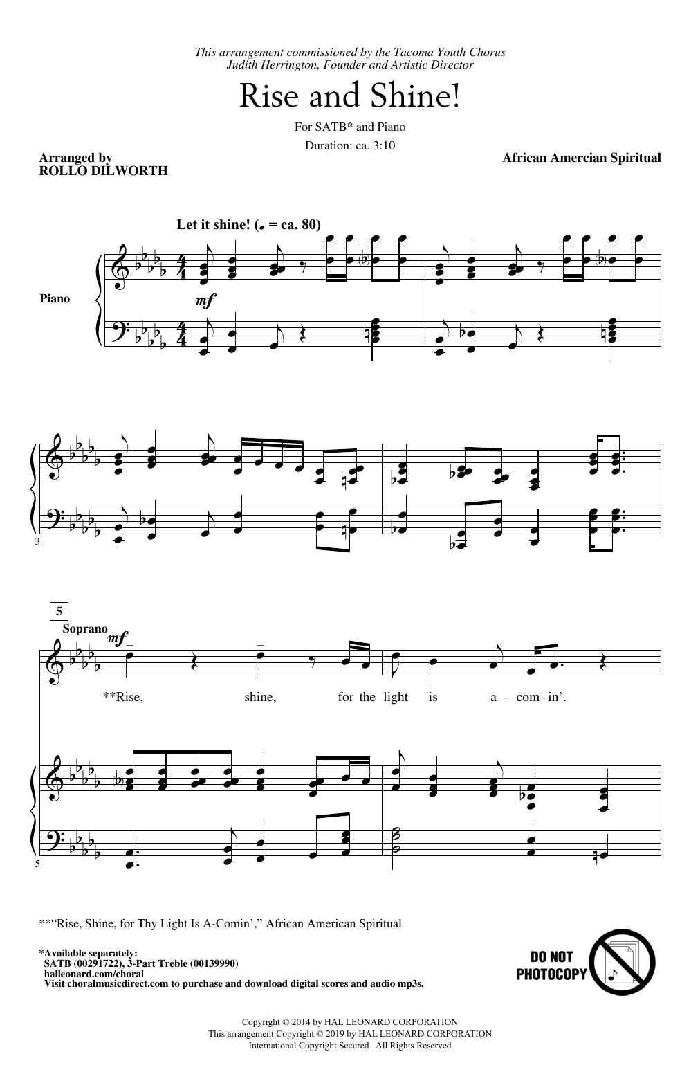 African-American Spiritual 'Rise And Shine! (arr. Rollo Dilworth) Sheet Music