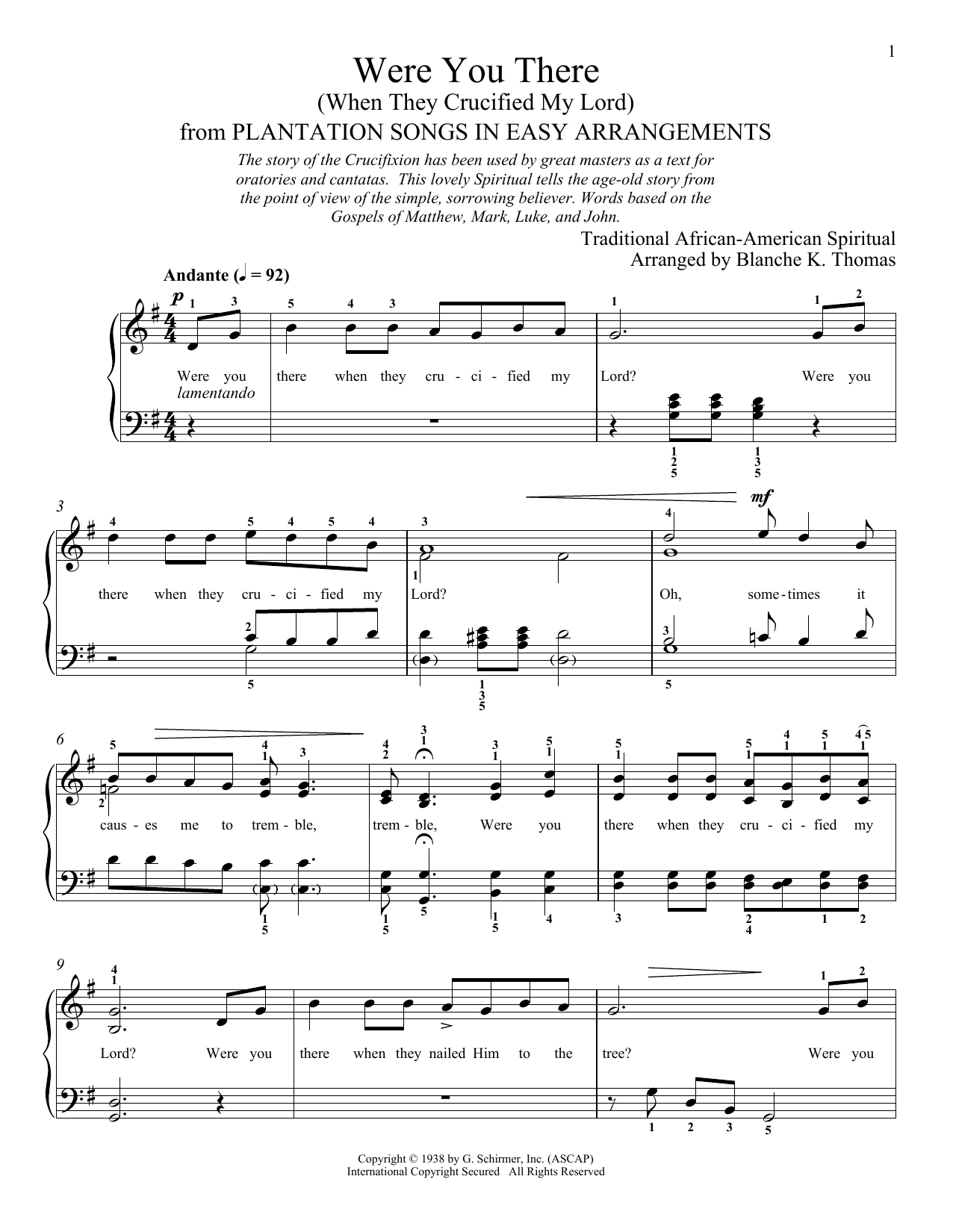 African-American Spiritual Were You There When They Crucified My Lord? Sheet Music