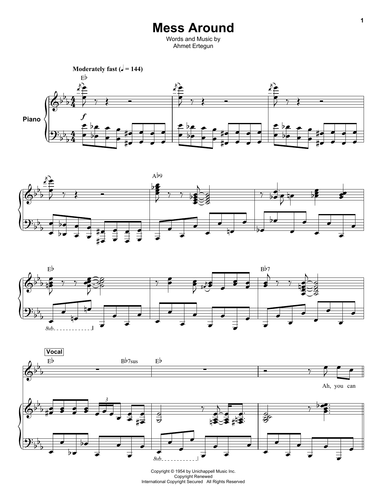 Ahmet Ertegun Mess Around Sheet Music
