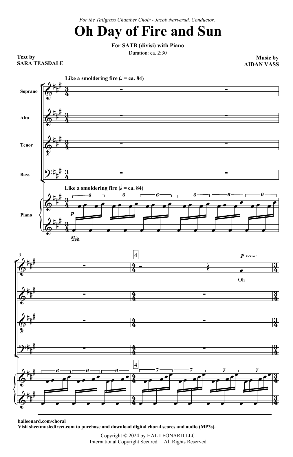 Aidan Vass Oh Day Of Fire And Sun Sheet Music