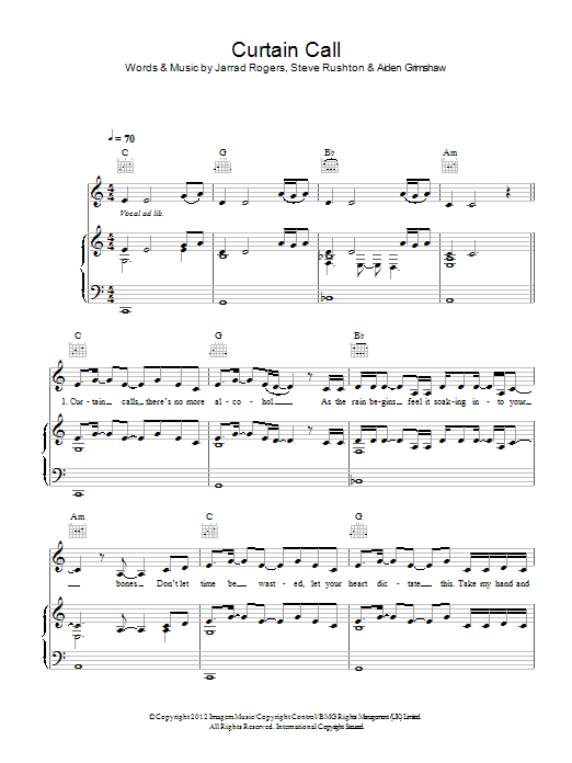 Aiden Grimshaw Curtain Call Sheet Music