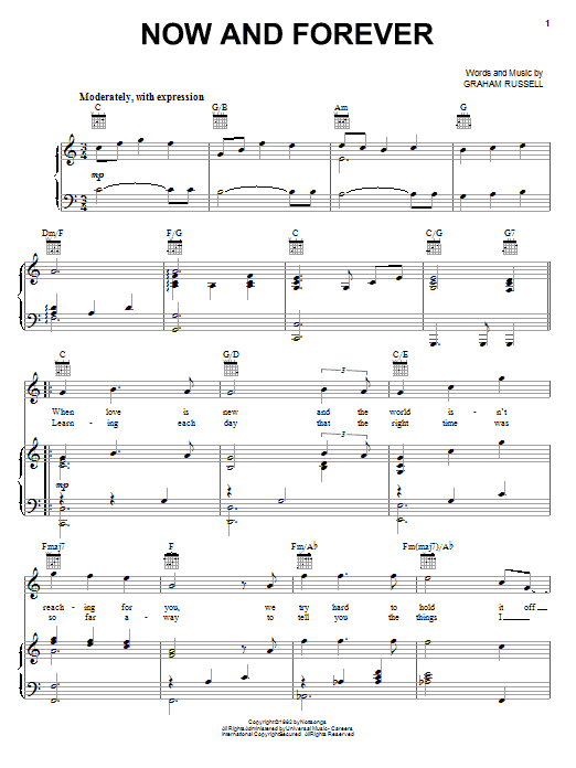 Air Supply Now And Forever Sheet Music
