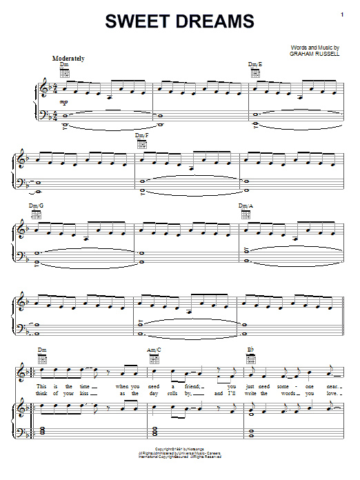 Air Supply Sweet Dreams Sheet Music