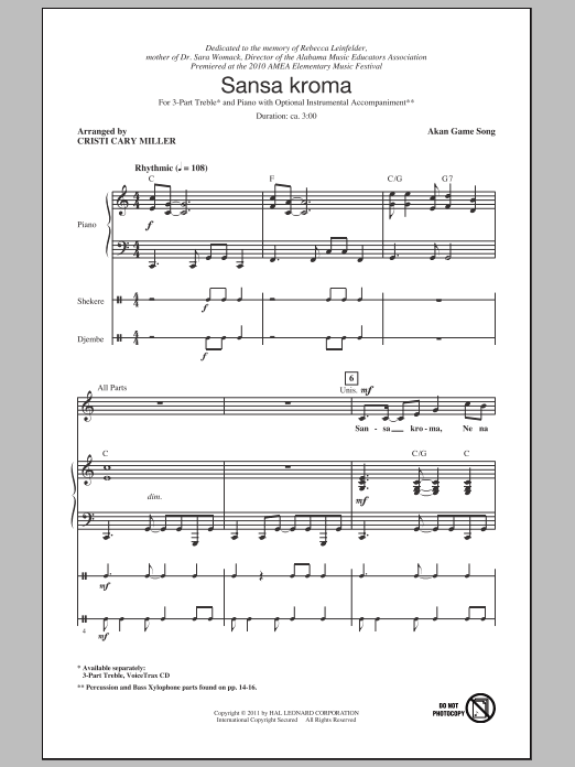 Akan Game Song Sansa Kroma (arr. Cristi Cary Miller) Sheet Music