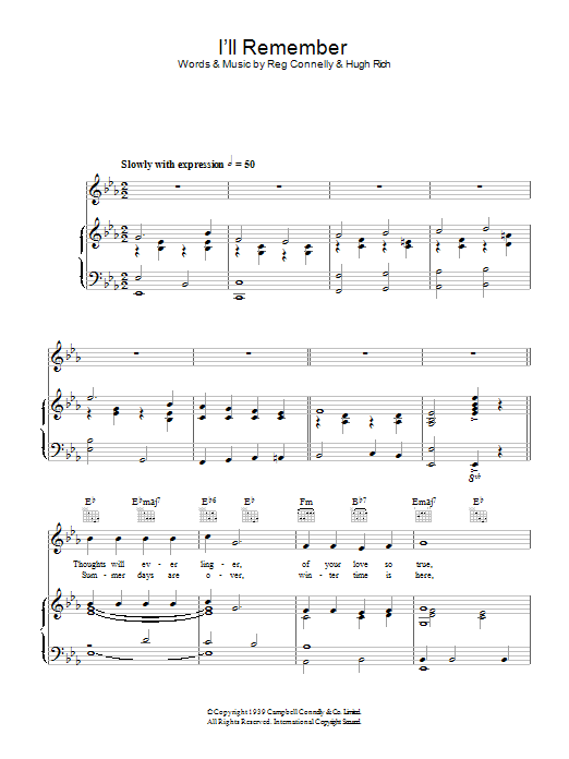 Al Bowlly I'll Remember Sheet Music