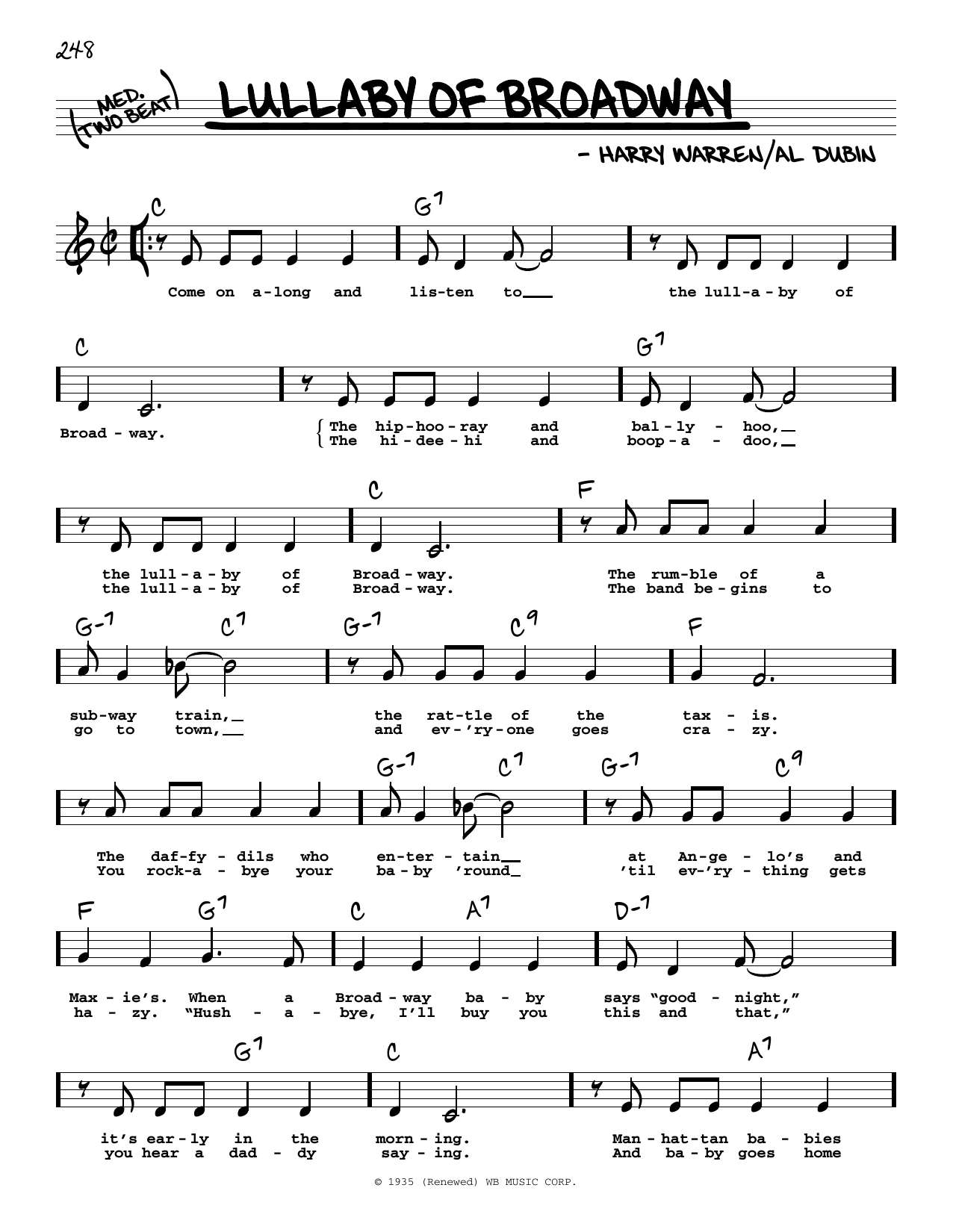 Al Dubin Lullaby Of Broadway (High Voice) Sheet Music