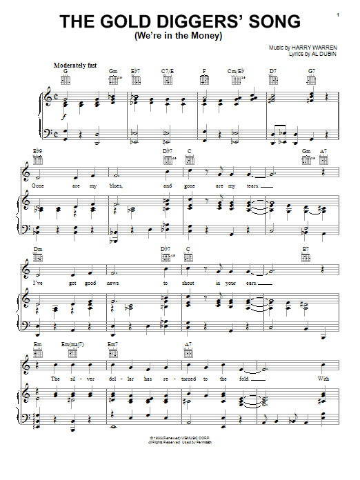 Al Dubin The Gold Diggers' Song Sheet Music